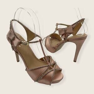 Pour La Victoire Blissa Pink Stiletto Bow Rhinestone Heel Formal Prom Wedding 8